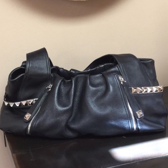 B.Makowsky genuine black leather handbag EUC - Picture 3 of 7